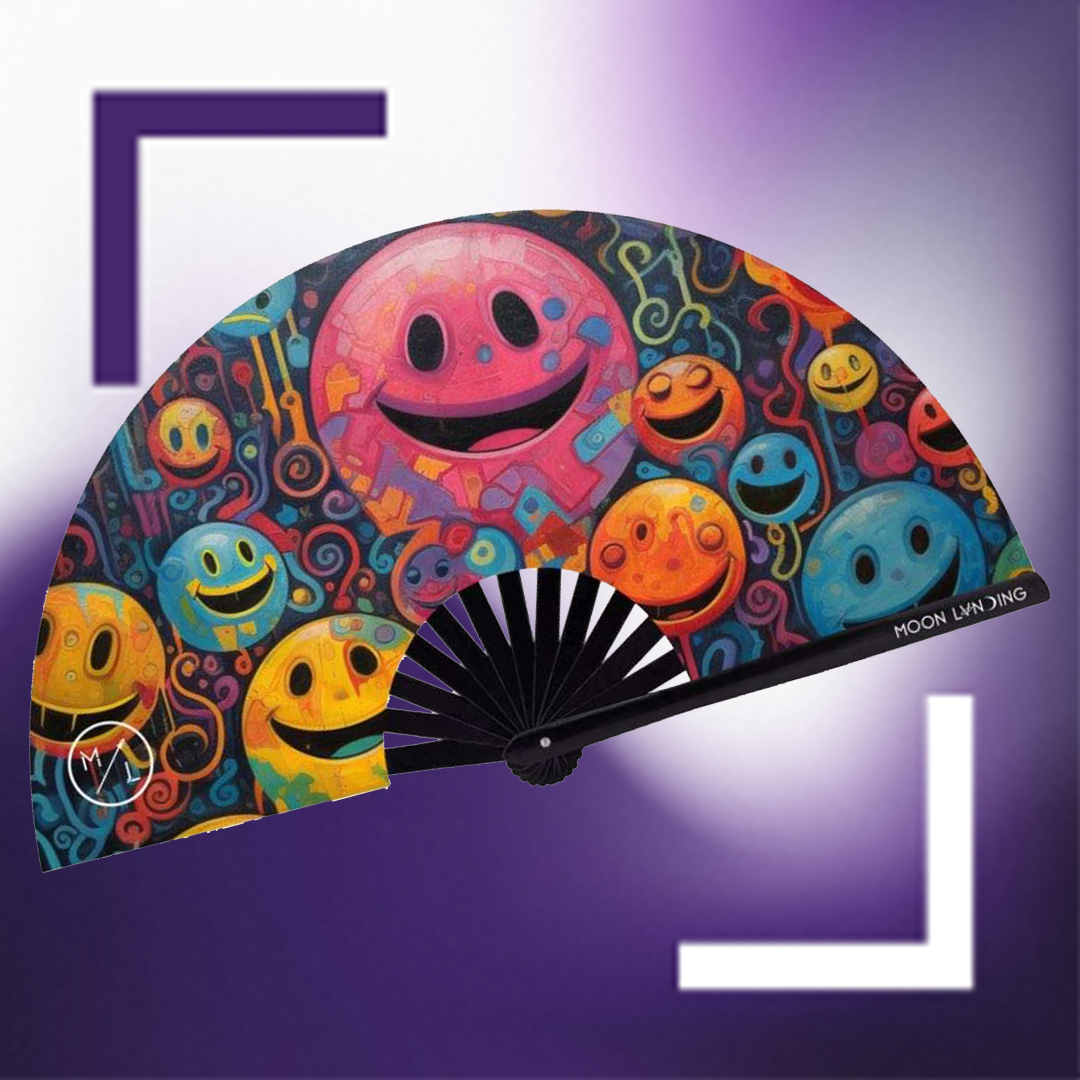 Moon Lvnding Trippy Happy Face Fan