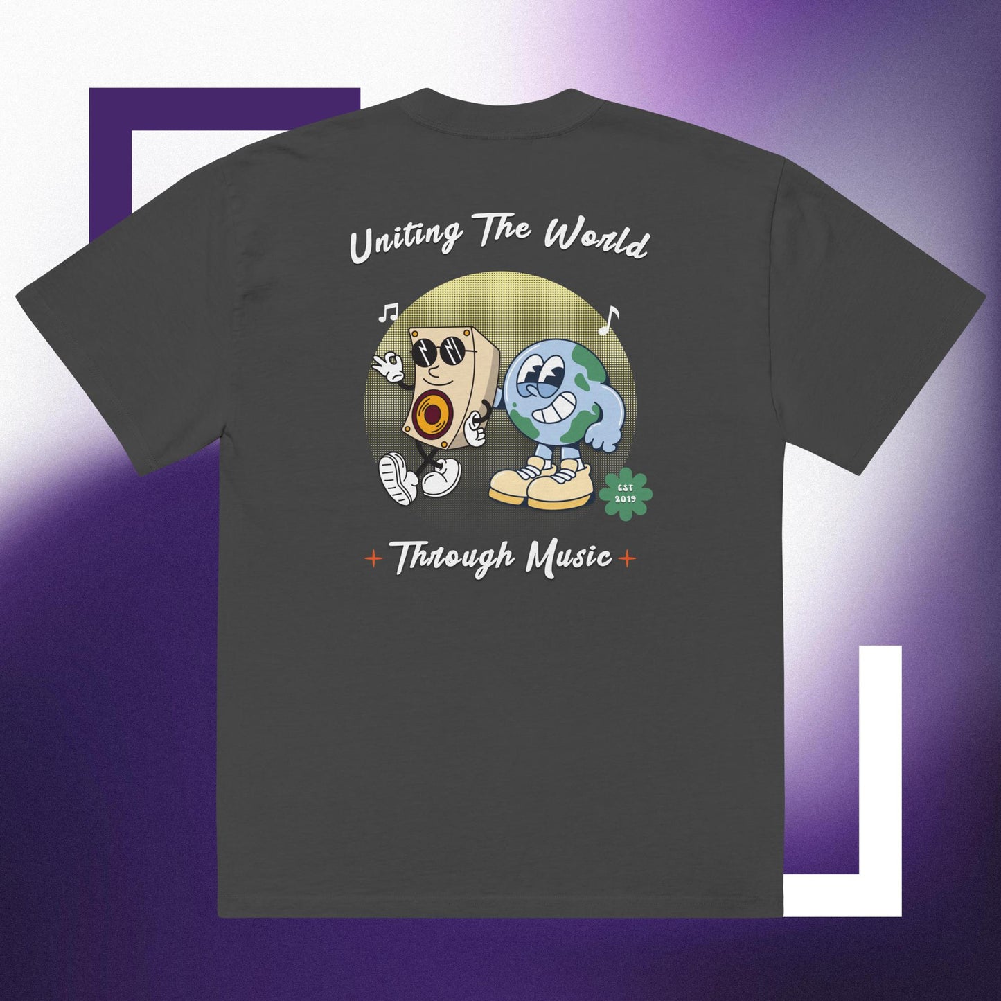 Uniting The World Through Music Mascot Oversized faded t-shirt