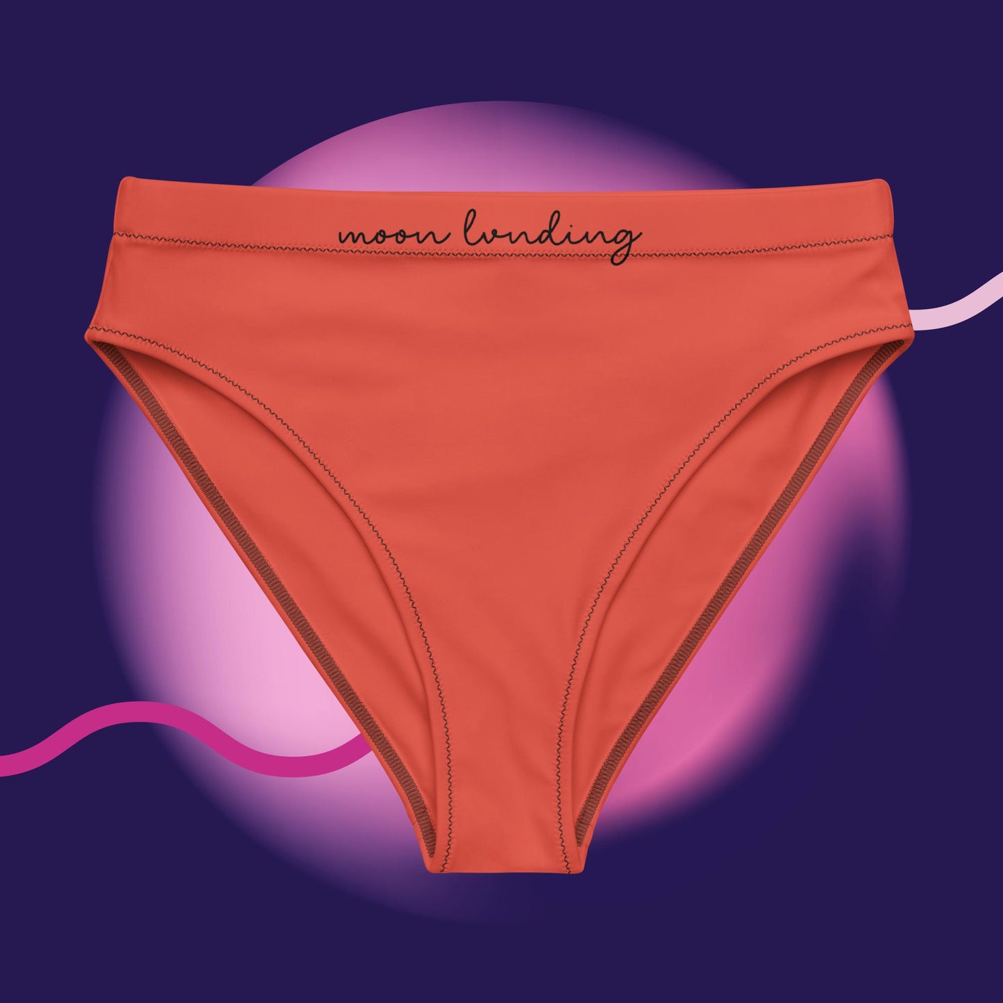 Moon Lvnding High-Waisted Bikini Bottom (Orange)