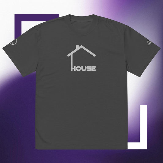 House Music Embroidered Oversized Faded T-Shirt